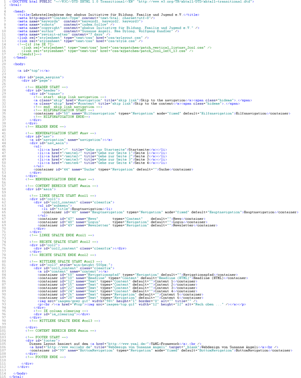 contenido Standard-Layout mit YAML